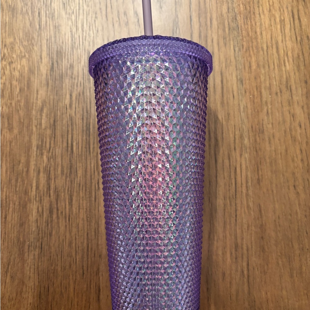 Iridescent Purple Tumbler with Straw